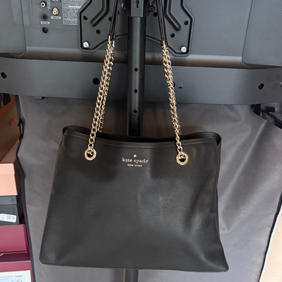 Kate Spade Elegant Black Tote with Gold Chain - Picture 1 of 3